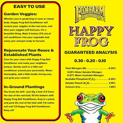 FoxFarm Happy Frog Soil Conditioner, 1.5cu ft - Contains Mycorrhizae and Humic Acids - Increases Root Efficiency and Micronutrient Uptake, Use on All New Plantings
