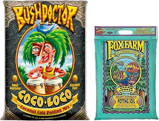 FoxFarm Bush Doctor Coco Loco 2cu ft Potting Mix + Ocean Forest 12qt Potting Soil Bundle - for Gardens, Plants and Flowers
