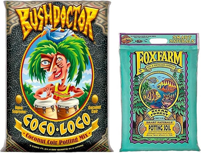 FoxFarm Bush Doctor Coco Loco 2cu ft Potting Mix + Ocean Forest 12qt Potting Soil Bundle - for Gardens, Plants and Flowers