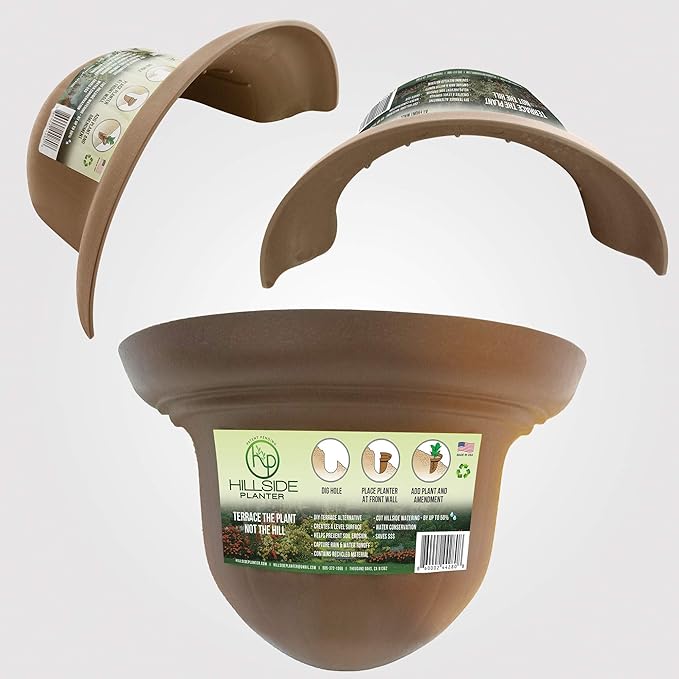 Hillside Planter-Set of (3) D.I.Y Erosion Control Soil Slope-Stabilization Runoff Conserves Water ECO 1-5 Gallon