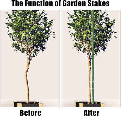FEED GARDEN Garden Stakes 83 Inch 7ft 25 Pack,Sturdy Plant Metal Sticks Support,Plastic Coated Plant Stakes,Tomato Stakes,Beans,Trees