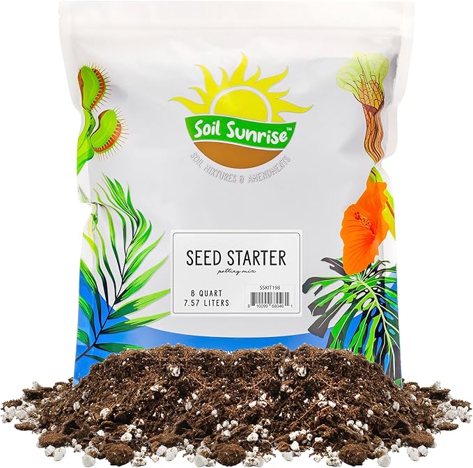 Soil Sunrise All Natural Seed Starting Mix (8 Quarts) Expert Grade Seed Starter Potting Mix, Start Herbs, Vegetables, and Other Grass