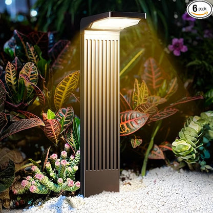 Solar Pathway Lights Outdoor 6Pack, Bright 60LED Solar Path Lights Outside Waterproof, Warm & Cool Walkway Light Solar Powered, Landscape Lighting for Driveway Lawn Patio Garden Yard