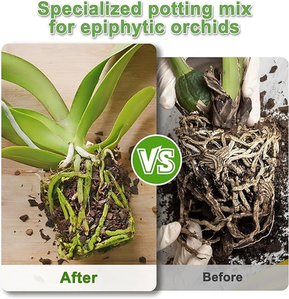 Orchid Bark Potting Mix 9QT - Orchid Soil Mix with Pine Bark, Perlite, Sphagnum Moss & Leca Clay, Fast-Draining Mix for Repotting Phalaenopsis & All Epiphytic Orchids, Indoor Orchid Mulch