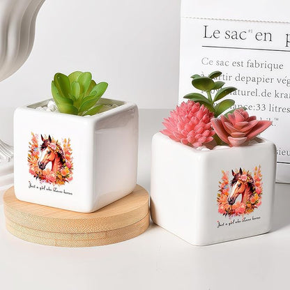 Horse Succulent Planter Flower Plant Pot Small, Gifts for Women Teens Girls Kids, Horse Lovers Themed Stuff Accessories Things Decor Merch, Home Office Table Desk Decoration!