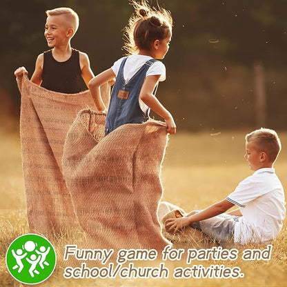 Kmise Premium Tightly Woven Burlap Potato Sack Race Bags (Pack of 6)，48"x25" Natural Jute Burlap Sacks for Kids & Adults, Reusable Eco-Friendly Grow Bag for Field Day Games & Harvest Storage