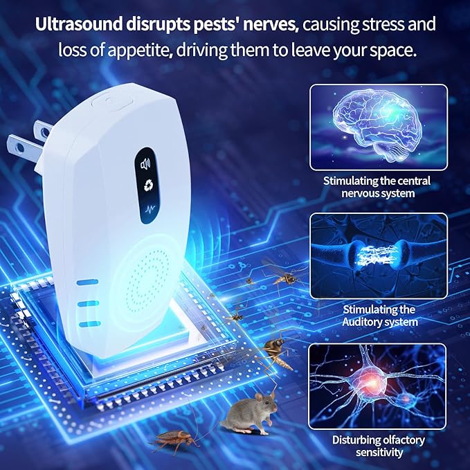 2026 Cvtayn Upgraded Ultrasonic Pest Repellent Indoor Insect Repeller,Pest Control,Repellent Roach,Mouse,Bugs,Mosquito,Mice,Spider, Ant,Rodent Repellent Ultrasonic Plugin,3 Mode Switching,10 Packs