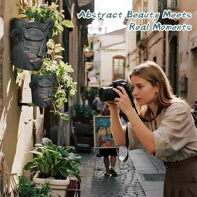 Abstract Face Planters Pots, Unique Head Planter for Indoor Plants, Funny Face Flower Pot, Cute Abstract Art Flower Vase with Facial Expressions, Unique Planter Head Pot for Home Decor(Vintage,M)