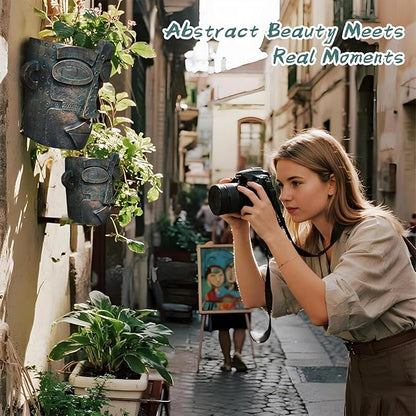 Abstract Face Planters Pots, Unique Head Planter for Indoor Plants, Funny Face Flower Pot, Cute Abstract Art Flower Vase with Facial Expressions, Unique Planter Head Pot for Home Decor(Vintage,M)