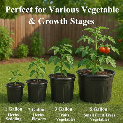 50 Pack 3 Gallon Flexible Plant Nursery Pots Plastic Seedling Starting Pots with Drainage Holes Soft Flower Pots Plant Container with Plant Labels, Black