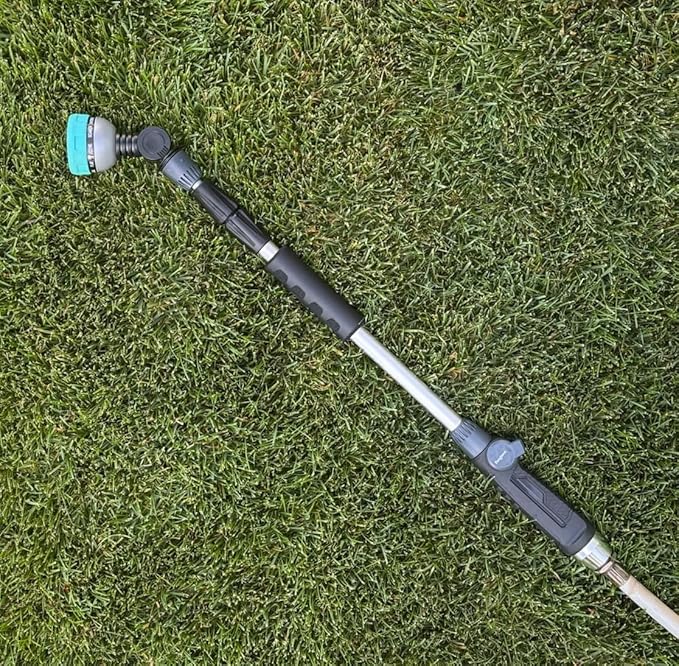 Foxglove Extendable Garden Hose Watering Wand (28–36”) with 10 Adjustable Spray Settings and Swivel Head – Long Hose Spray Nozzle with Thumb Control for Hanging Baskets and Shrubs