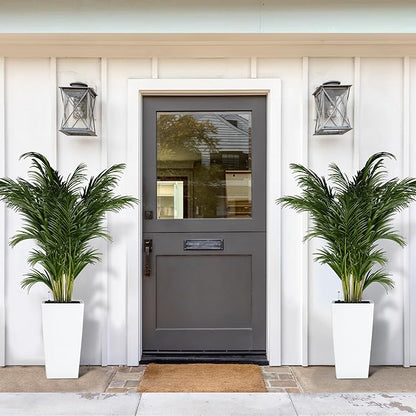 Garvee 16" Tall Planters Set of 2, Outdoor＆Indoor Black Planter Pots, High Front Porch Planter Pots with Drainage Holes＆Water Level Monitor＆Inner Bucket,White