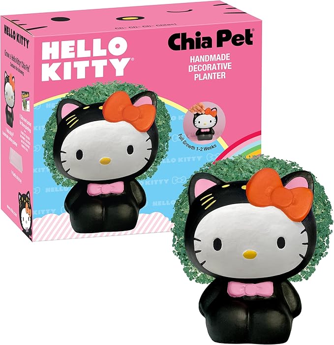 Chia Pet Hello Kitty in Costume with Seed Pack, Decorative Pottery Planter, Easy to Do and Fun to Grow, Novelty Gift, Perfect for Any Occasion