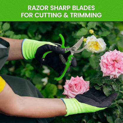 Garden Guru Ergonomic Garden Snips Clippers - Professional Hand Pruner Pruning Shear Scissors with Comfort Grip Handles for Gardening Trimming and Yard Work – High Carbon Steel, 1 Pack
