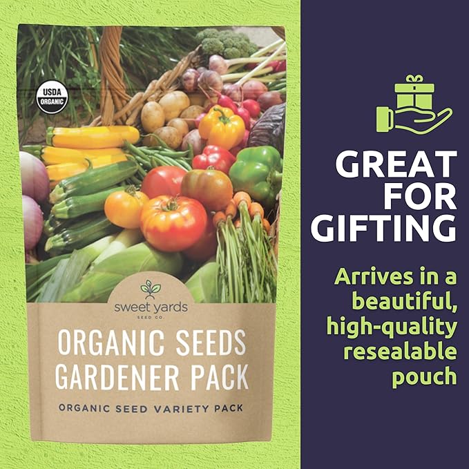 Organic Seeds Gardener Variety Pack - 30 Individual Packs - 2026 Season - Arugula, Basil, Winter Squash, Nantes Carrots and More! for Indoor & Outdoor Planting (Non-GMO, Certified Organic)