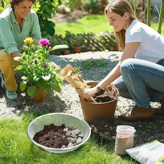 Soil Sifter Sieve Rock Sifter, Galvanized Screen for Compost, Dirt, Garden Soil Sieve Fits 5 Gallon Bucket, Rust-Resistant Compost Sifter,1/4in