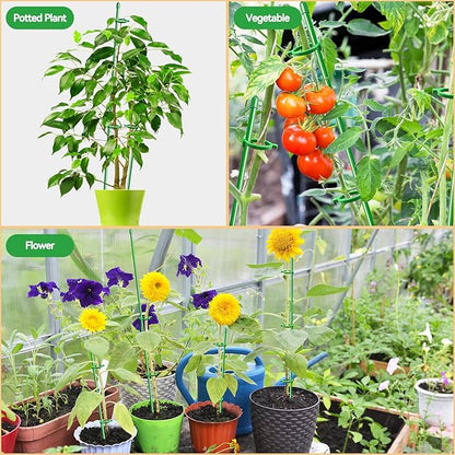 30 Pcs Plant Support Stakes Adjustable Length Plant Stakes,Garden Stakes Orchid Stick with Clips and Connect Pipe for Indoor Outdoor Tomatoes Beans Vegetable