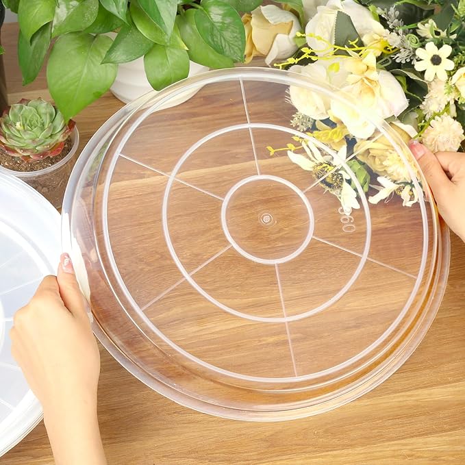 4 Pack Clear Plant Saucer, Durable Plant Drip Trays Saucers for Pots, No Holes Water Catcher Trays for Indoor Outdoor Planter, Sturdy Base Plate (18", Clear)