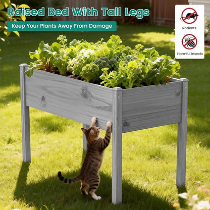 DoCred Raised Garden Bed, 45.7" x 22.8" x 31.5" Large Elevated Wooden Horticulture Planter Box with Wood Legs Standing Growing Bed Planter for Gardening, Balcony, Backyard, Patio