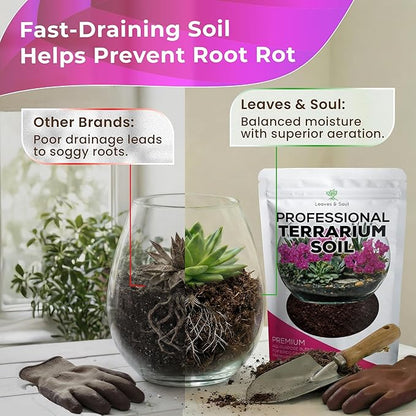 Professional Terrarium Soil | Premium Bedding for Live Succulents, Cacti and Aloe Plants | Large 2.2 Quarts | Ready to Use | Pine Bark, Peat, Course Sand | Made in USA