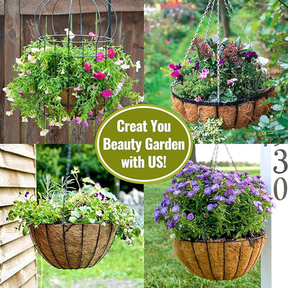 Legigo 6 Pack 12 Inch Hanging Basket Coco Liners Replacement, 100% Natural Round Coconut Coco Fiber Planter Basket Liners for Hanging Basket Flowers/Vegetables