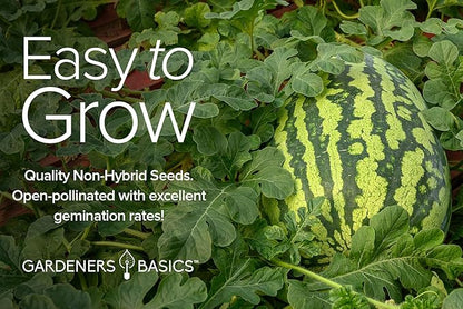 Gardeners Basics Watermelon Fruit Seeds for Planting Home Garden 5 Variety Packets - Crimson Sweet, Jubilee Improved, Tendersweet Orange, Charleston Grey, and All Sweet Watermelon Seed Packs