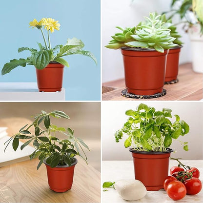 Augshy Nursery Pot, 110 Pcs 4" Plastic Plants Pot,Seed Starting Pots, Indoor Outdoor Seeding pots