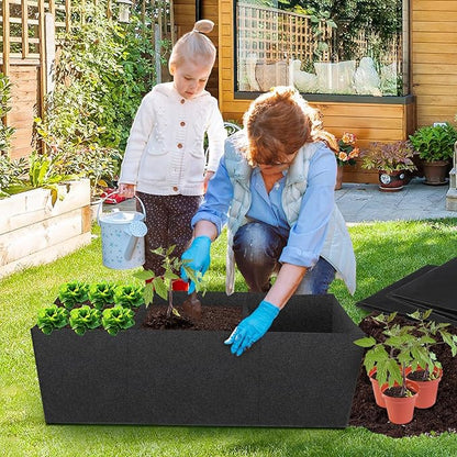 3 Pack Fabric Raised Garden Bed, 22 Gallon 3x1x1 FT Garden Growing Bags with Handle, 3 Grids Breathable Garden Grow Bed Bag Grow Planter Bags Plant Bed for Planting Vegetables, Flowers and Herbs