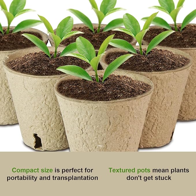 Peat Pots, Biodegradable Pots for Seedlings with Drain Holes, Garden Plant Nursery Pots for Plants, Vegetables,Fruits and Herb (12)