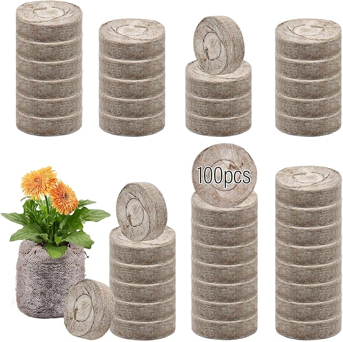 Legigo 100 Pcs 50mm Seed Starter Peat Pellets for Seedlings- Compressed Seed Starter Pods Seed Starting Pellets Plugs Soil Peat Pods for Starting Seeds, Garden Planting Herb Flower Vegetables