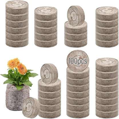 Legigo 100 Pcs 50mm Seed Starter Peat Pellets for Seedlings- Compressed Seed Starter Pods Seed Starting Pellets Plugs Soil Peat Pods for Starting Seeds, Garden Planting Herb Flower Vegetables