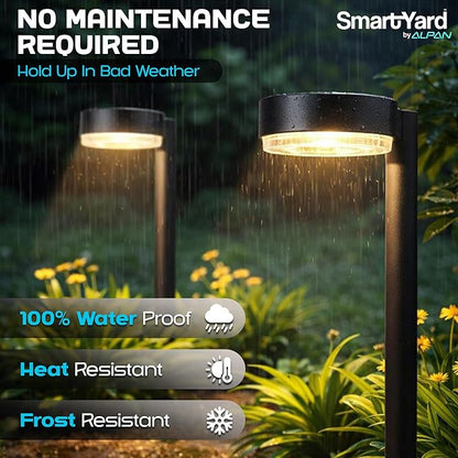 Solar Pathway Light Outdoor (Warm White) - 4 Pack - with Integrated Solar Panel, Weather-Resistant Die-Cast Aluminum, LED Path Light for Garden, Yard, or Patio – Easy Stake Installation, Outdoor Use