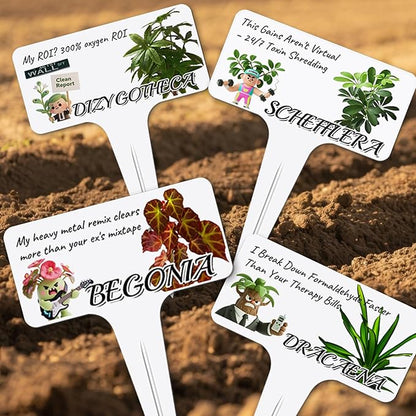 Whimsical Air Purifying Plant Character Garden Markers-17Pcs Garden Labels for Indoor House,Durable Waterproof Signs for Snake Plant,Housewarming Gift,New Home House Gift