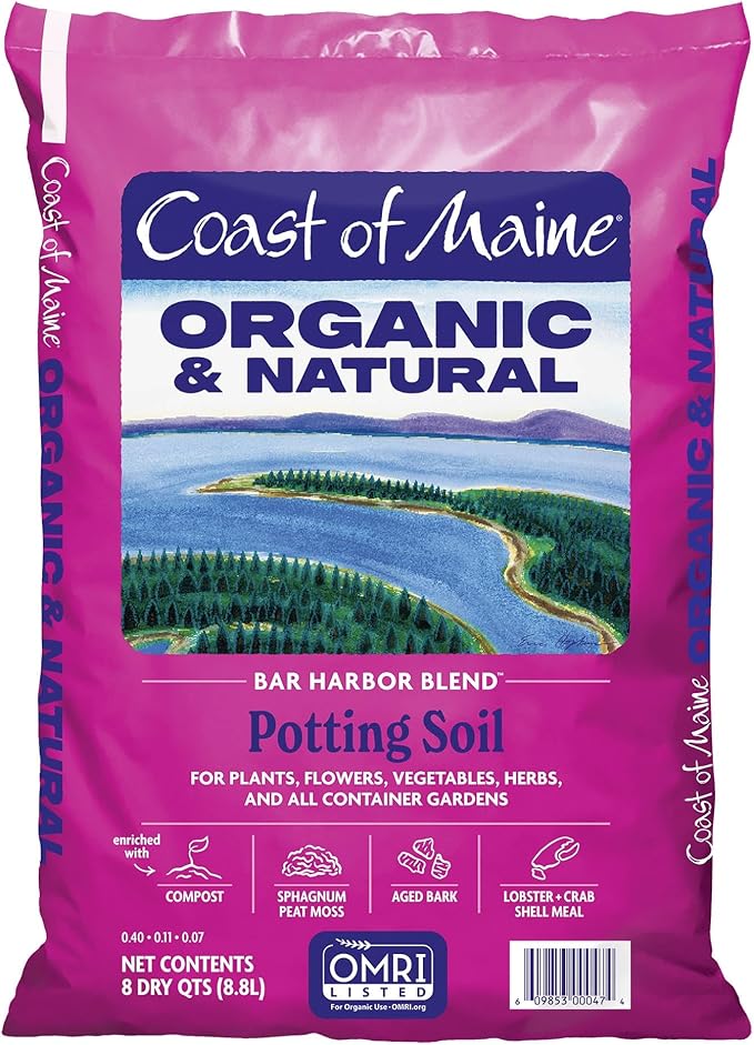 Coast of Maine Bar Harbor Blend, 8qt (Pack of 8) Organic and Natural Potting Soil for Houseplants, Flowers, Vegetables, Herbs and Containers