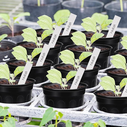 50 Pcs 1 Gallon Plastic Plants Nursery Pot with Plant Labels Seed Starting Pots Plastic Pots with Drainage Hole for Seedlings, Cuttings, Transplanting (50, 1 Gallon)