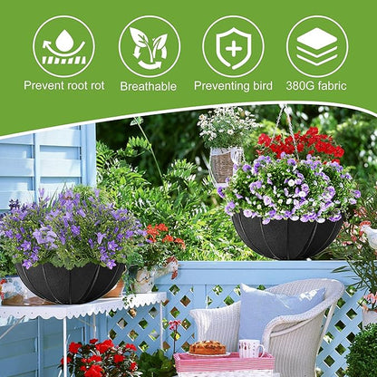 Adnee 78.7 x 14 Inch Non Woven Flower Pot Liner Roll-Black Felt Hanging Basket Liners Roll-Fabric Planter Liner Grow Mat Roll for Microgreens Garden Planter Window Hanging Flower Basket Indoor Outdoor