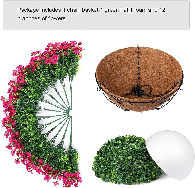 HyeFlora Artificial Fake Hanging Plants Flowers Basket for Outdoor Outside Porch Summer Decoration, Faux Silk Hotpink Dasiy UV Resistant Realistic in Planter for Home Patio Garden Yard