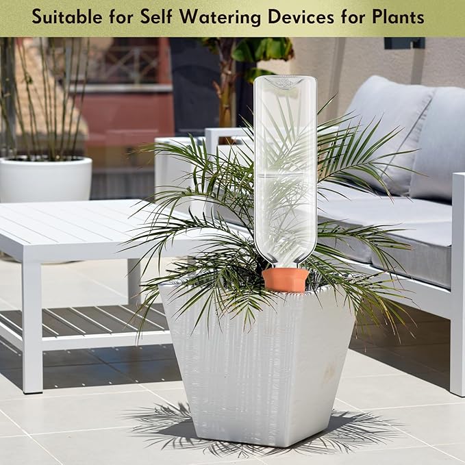 Dandat 12 Pcs 34oz Plant Watering Devices Include Terracotta Self Watering Spikes with 1000ml Plastic Bottles Slow Release Vacation Insert Automatic Plant Waterer Self Water Planter for Garden