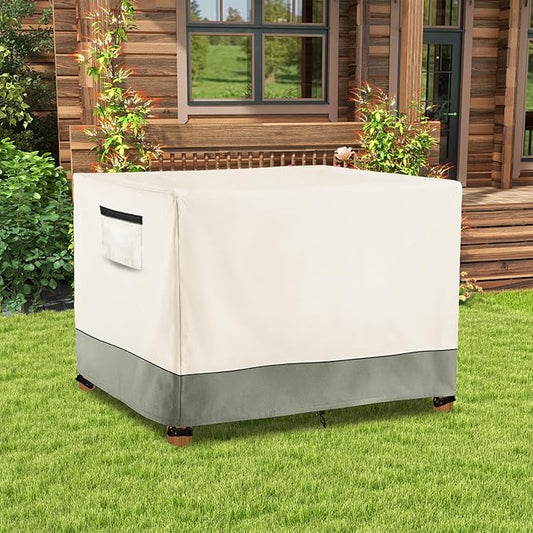 Outdoor Raised Garden Bed Cover,Heavy Duty 600D Waterproof Elevated Wood Planter Box Stand Cover for Winter,48"L x 24"Wx 30"H Inch(Beige & Green,Covers Only)