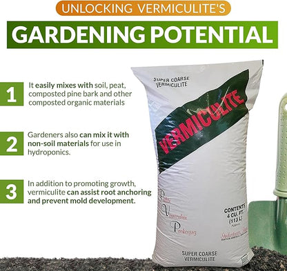 PVP Super Coarse Vermiculite Professional Grade - Excellent Soil Conditioner - Super Coarse Grade Granule – 103 Quarts - 4 Cubic Foot