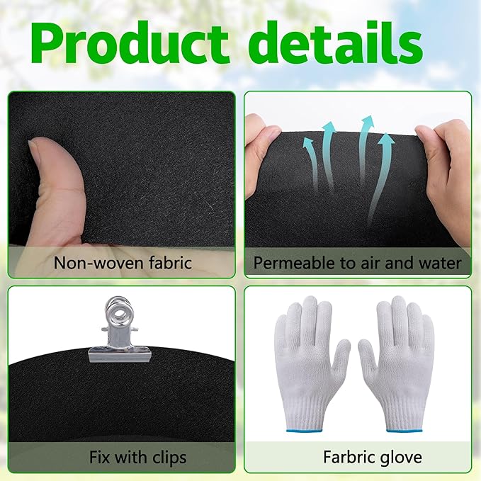 2 Sets 4 x 2 x 1 ft Raised Garden Bed Liner Bag, Breathable Grow Bed Fabric Liners with Clips and Gloves, Garden Box Non Woven Bag for Outdoor Plants Growth Keep Soil Isolation (No Garden Bed)