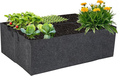 1-Pack 6 Grids Fabric Grow Bags, 3x2x1ft Thickened 400G Nonwoven Fabric Raised Garden Beds with Handles - Indoor Outdoor Planters for Vegetables, Herbs, Flowers