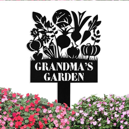Custom Metal Vegetables Garden Sign with Stake, Personalized Garden Signs for Outside, Customized Garden Name Signs for Yard Lawn Outdoor Decor Gardening Gifts for Moms Grandmas Gardeners