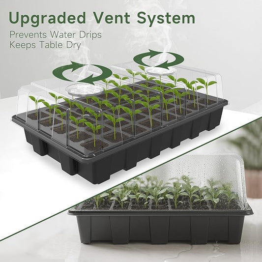 Gardzen 10-Set Garden Propagator Set, Seed Tray Kits with 400-Cell, Seed Starter Tray with Dome and Base 15" x 9" (40-Cell Per Tray)