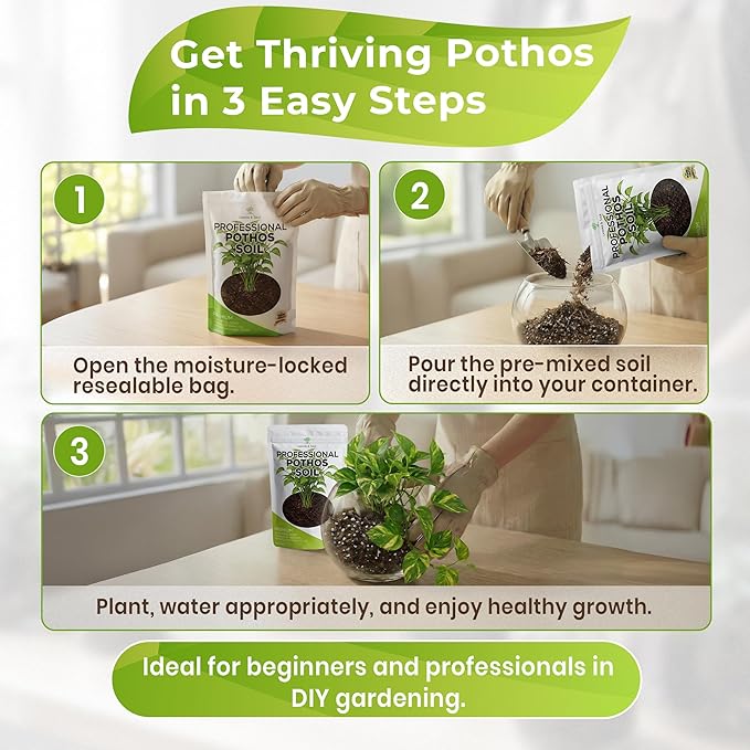 Professional Pothos Soil | Premium All Purpose Blend | Large 2.2 Quarts | Ready to Use for Indoor Plants | Peat Moss, Coco Coir, Perlite, Dolomite | Made in USA