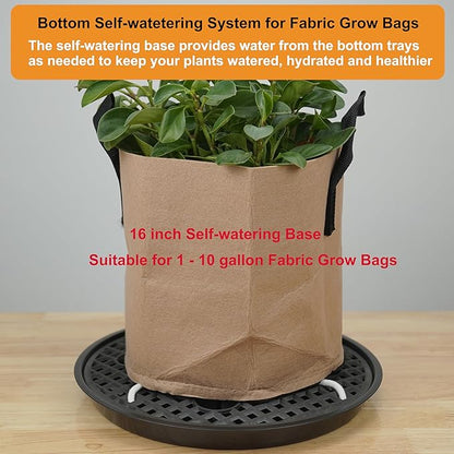8 Pack 16 inch Self Watering Base for Fabric Grow Bag, Self-watering Plastic Elevated Plant Saucer Stand, Automatic Watering Tray for Non-woven Planter Flower Pot Growth Tent Greenhouse Indoor Outdoor