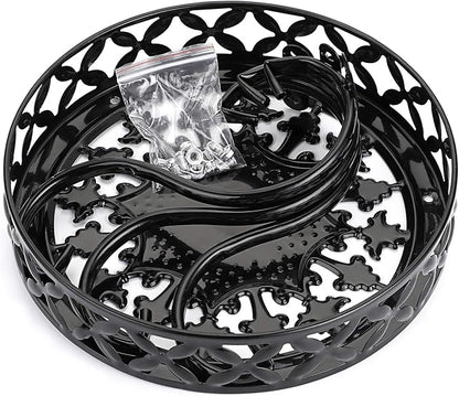 OwnMy Metal Round Plant Stand Indoor Outdoor Iron Flower Pot Holder, Heavy Duty Plant Stand Display Potted Rack for Home, Garden, Patio, Black