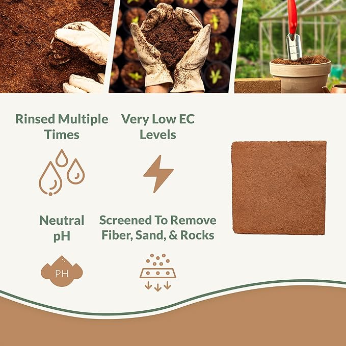 Coco Coir + Organic Perlite + Mycorrhizal Root Inoculant + Worm Castings + Neem Meal Fertilizer - All Natural Plant Fertilizer & Potting Soil Mix - Organic Coco Coir for Plants, Flowers, & Gardening