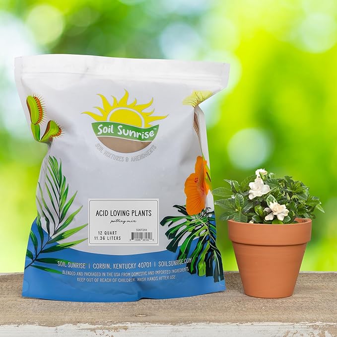Soil Sunrise Acid Loving Plant Potting Soil Mix (12 Quarts) Premium Container Blend pH Balanced for Azaleas, Rhododendrons, Blueberries and More