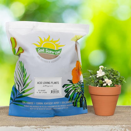 Soil Sunrise Acid Loving Plant Potting Soil Mix (12 Quarts) Premium Container Blend pH Balanced for Azaleas, Rhododendrons, Blueberries and More